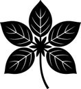 Black and White Stylized Horse Chestnut Leaf Vector Graphic Royalty Free Stock Photo