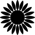 Black and White Stylized Sunflower Silhouette Royalty Free Stock Photo