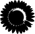 Black and White Stylized Sunflower Silhouette Royalty Free Stock Photo
