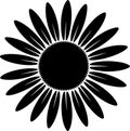 Black and White Stylized Sunflower Silhouette Royalty Free Stock Photo