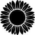 Black and White Stylized Sunflower Silhouette Royalty Free Stock Photo