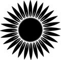 Black and White Stylized Sunflower Silhouette Royalty Free Stock Photo