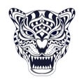 Black and white Stylized tiger in ethnic vector Royalty Free Stock Photo