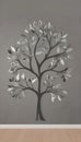 Black and White Stylized Tree Silhouette on a Grey Wall Royalty Free Stock Photo