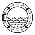 Cruise ship cabin porthole icon. vector