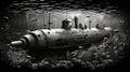 Black And White Submarine: A Steelpunk Historical Reproduction Royalty Free Stock Photo