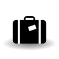 Black and white suitcase icon, travel vector sign, baggage symbol, handbag or briefcase illustration for graphics, web Royalty Free Stock Photo