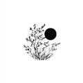 Black and white sun and grass icon simplified to fit within a geometric square composition Royalty Free Stock Photo