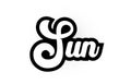 black and white Sun hand written word text for typography logo icon design Royalty Free Stock Photo