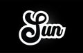 black and white Sun hand written word text for typography logo icon design Royalty Free Stock Photo