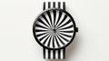 Black And White Sunburst Pattern Watch - Optical Illusion Style