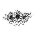 Black and white sunflower botanical illustration.