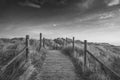 Beautiful black and white sunrise landscape image of sand dunes Royalty Free Stock Photo