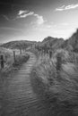 Beautiful black and white sunrise landscape image of sand dunes Royalty Free Stock Photo