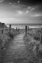 Beautiful black and white sunrise landscape image of sand dunes Royalty Free Stock Photo