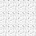 Black and white sushi pattern in doodle stile