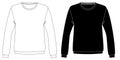 Black and white sweatshirts technical sketch