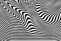 Black and white swirling waves of parallel lines. Trendy vector background.