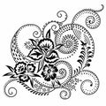 Black and white swirly floral design