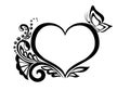 Black-and-white symbol of a heart with floral desi Royalty Free Stock Photo