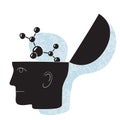 Symbolic drawing of a head and a chemistry thought