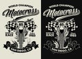 Black and White T-shirt design of Motocross racing garage