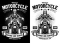 Black and White T-shirt Design of Vintage Motorcycle Garage Rider