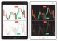 Black and white tablet with business charts