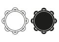 Black And White Tambourine Icon Flat Design Vector