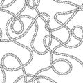 Black and white tangled twine navy rope seamless pattern, vector