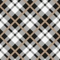 Black and white tartan diagonal seamless vector pattern Checkered plaid texture Geometrical simple square background for fabric, t Royalty Free Stock Photo