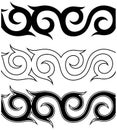 Black and white tattoo ornament pattern set Royalty Free Stock Photo