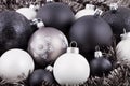 Black, white and taupe Christmas decorations Royalty Free Stock Photo