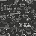 Black and white tea time pattern