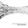 Black and white technologic background with curved line. Square vector pattern