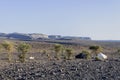 Black and white tents in Hamada du Draa (Moroccan stone desert, Royalty Free Stock Photo