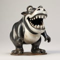 Black And White Terracotta Statue With Teeth: A Disney-inspired Caricature-like Figure