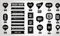 Black and White Text Banners Ribbons and Speech Bubbles Graphic Design Elements Royalty Free Stock Photo