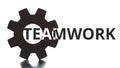 TEAMWORK text pops up from the cogwheel silhouette