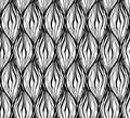 Black white texture with wavy hair lines. Vertical braids and chains. Vector pattern