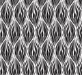 Black white texture with wavy hair lines. Vertical braids and chains. Vector pattern