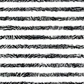 Black and white textured stripes seamless pattern