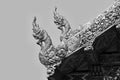 The black and white Thai fine art of animals in Mythology on the Royalty Free Stock Photo