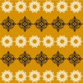 Black and white Thai pattern on a golden brown background Royalty Free Stock Photo