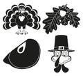 4 black and white thanksgiving silhouette elements