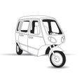 Black and white three wheeler with doors Royalty Free Stock Photo