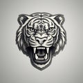 Black and white tiger head isolated on gray background Royalty Free Stock Photo