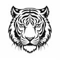 White Tiger Head Tattoo Print - Unique Character Design