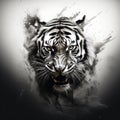 Black And White Tiger Wallpaper With Splashes - Ross Tran Style