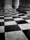 Black and white tiled floor